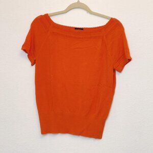 Ann Taylor Orange Knit Top Sz Medium Squared Neck